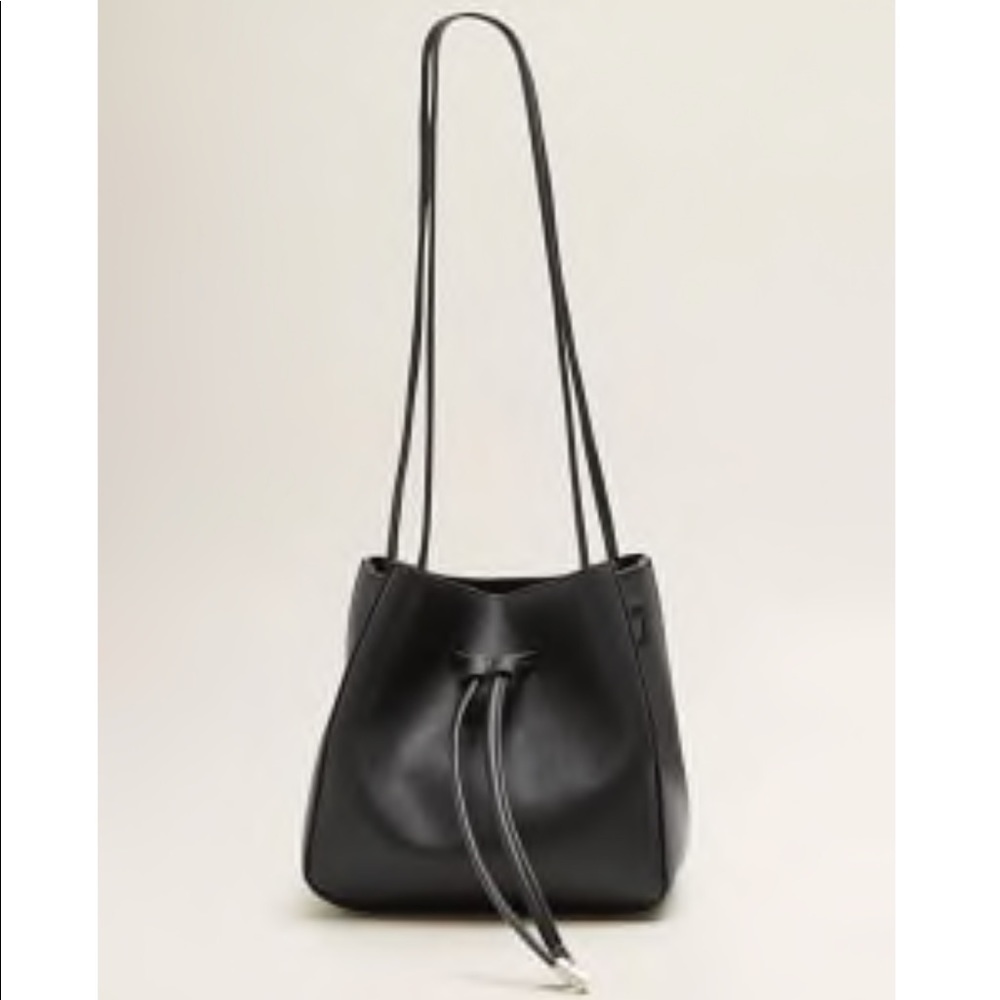 Mango Black Faux Leather Bucket Bag